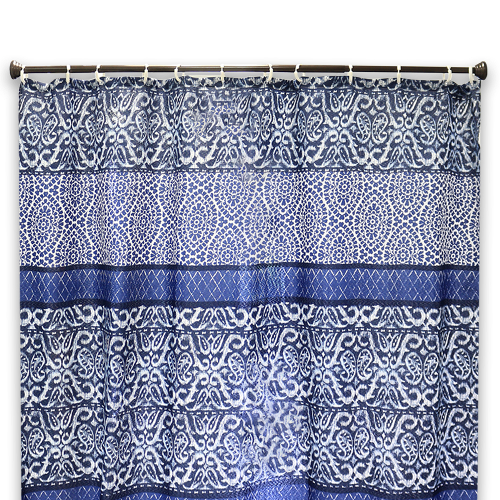 Printed Canvas Shower Curtain With 12 Roller Ball Hooks Solomon Yufe