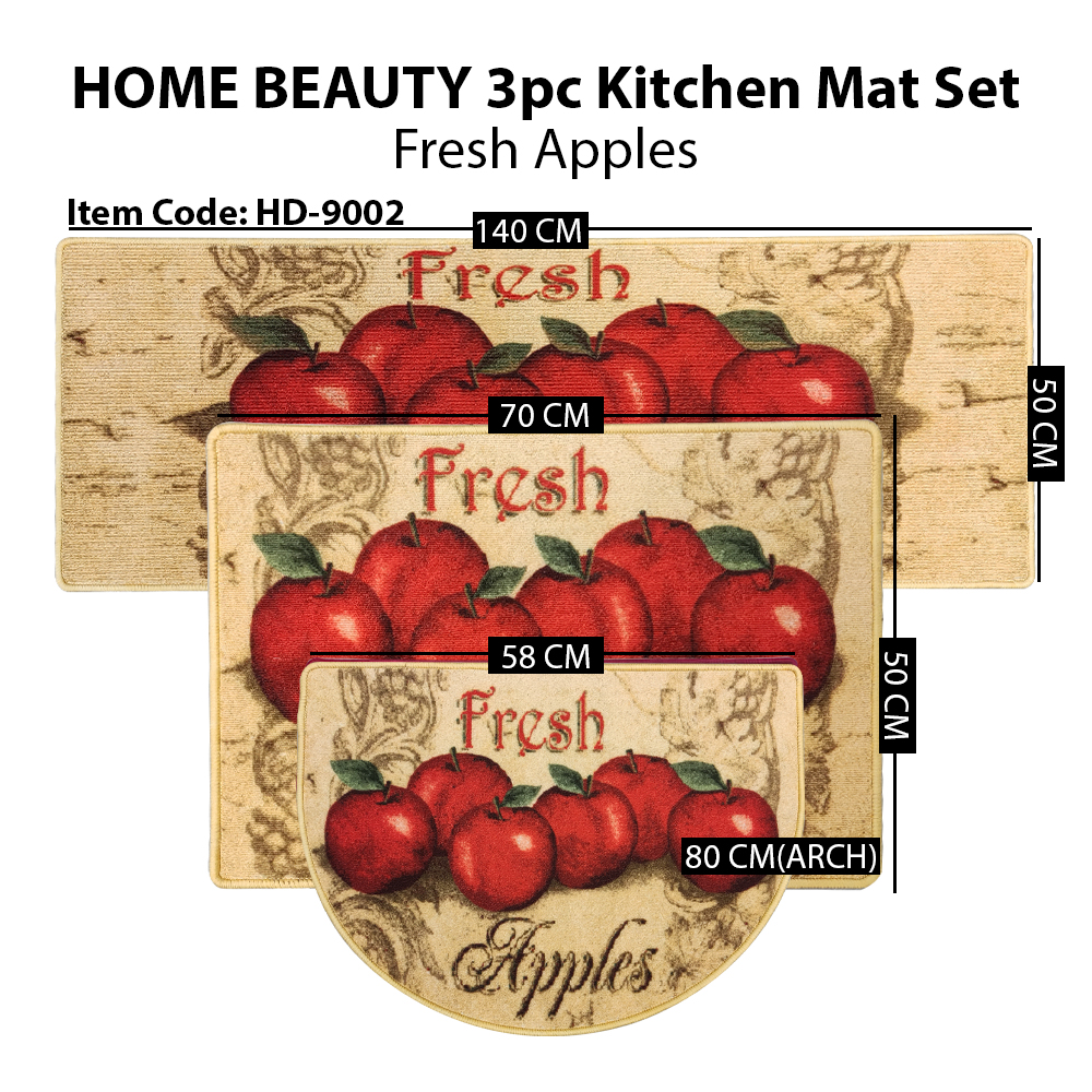 Home Trend 3PC Kitchen Mat Set-Fruit Basket - Solomon Yufe and