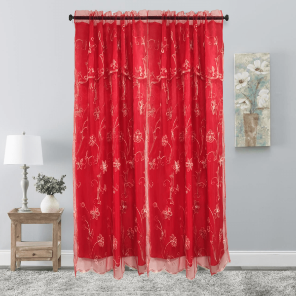Natalia Organza Embroidered Curtain Panel With Backing - Image 2