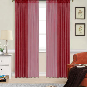 Dahdoul 4pc Faux Silk & Voile Window Curtain