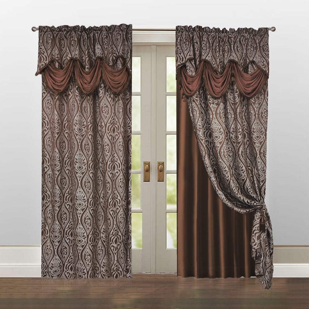 Sasi 2PC Jacquard Window Curtain With 2 Tassels Luxury Valance ...