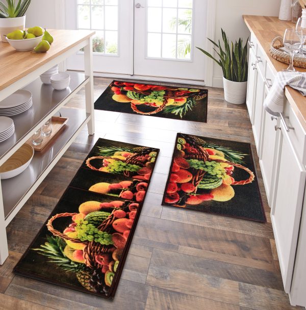 Home Trend 3PC Kitchen Mat Set Fruit Basket 600x608 