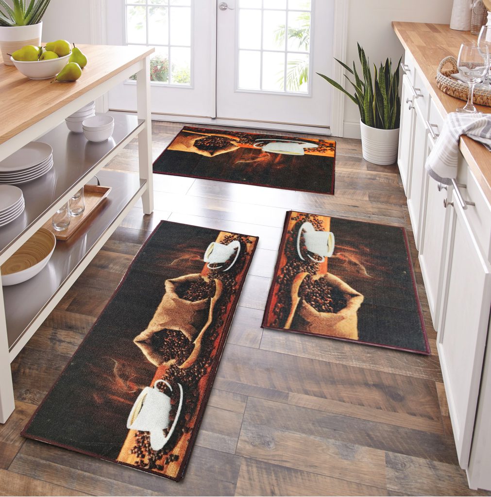 Home Trend 3PC Kitchen Mat SetCoffee Beans Solomon Yufe and Company