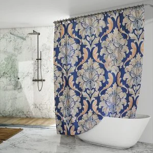 Jasmine And Carla Printed Shower Curtain-Navy