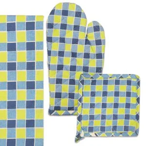 Daisy 3pc Kitchen Set-Blue Check