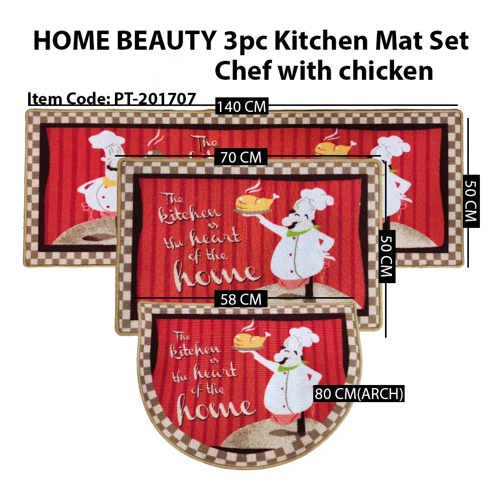 Home Beauty Kitchen Mat Set-Chef with Chicken