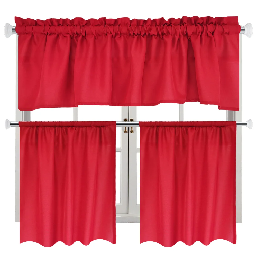 Home Plus 3Pc Linen Kitchen Curtain Set