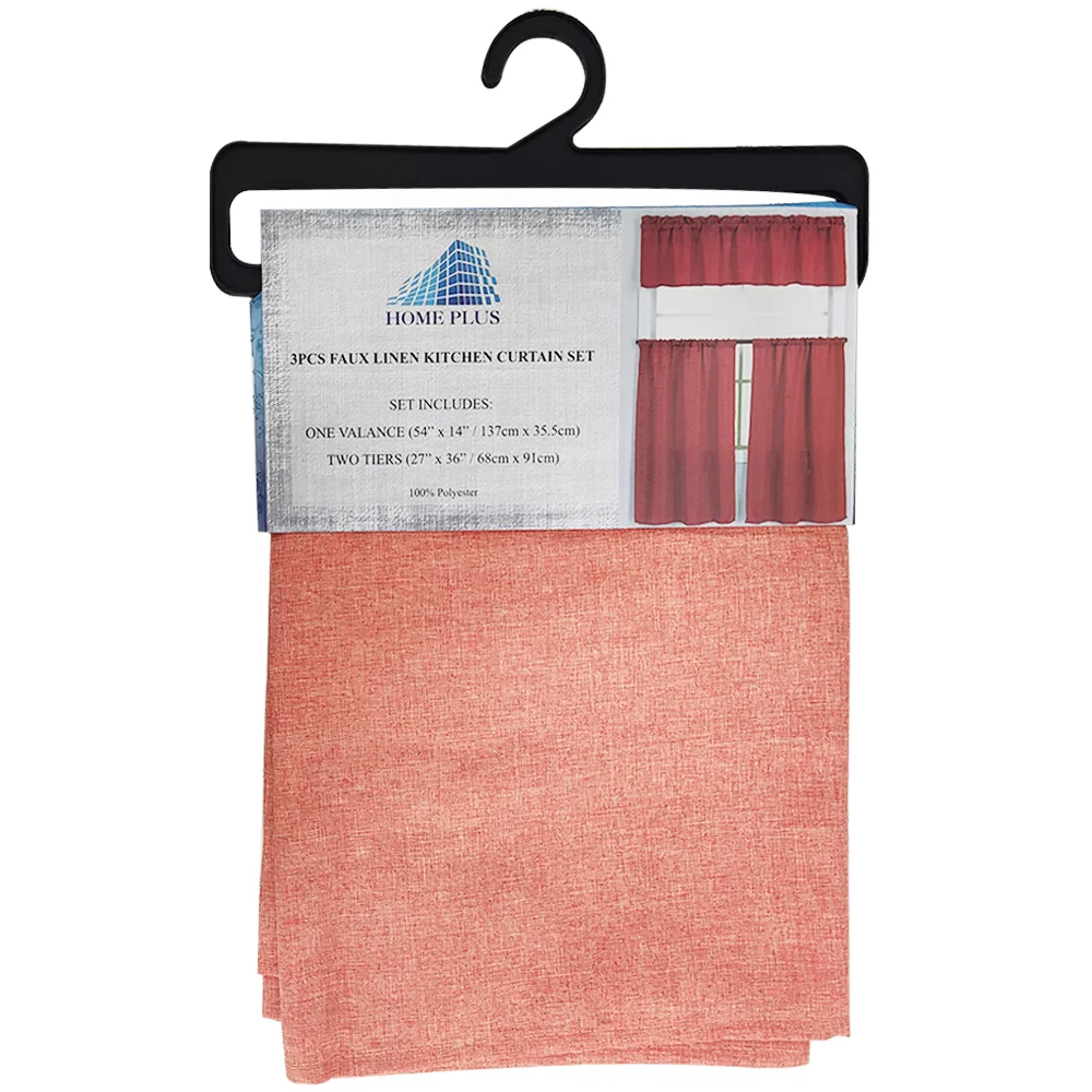 Home Plus 3Pc Linen Kitchen Curtain Set - Image 4