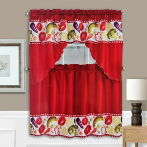 Home Trend 3PC Printed Kitchen Curtain - Fruits