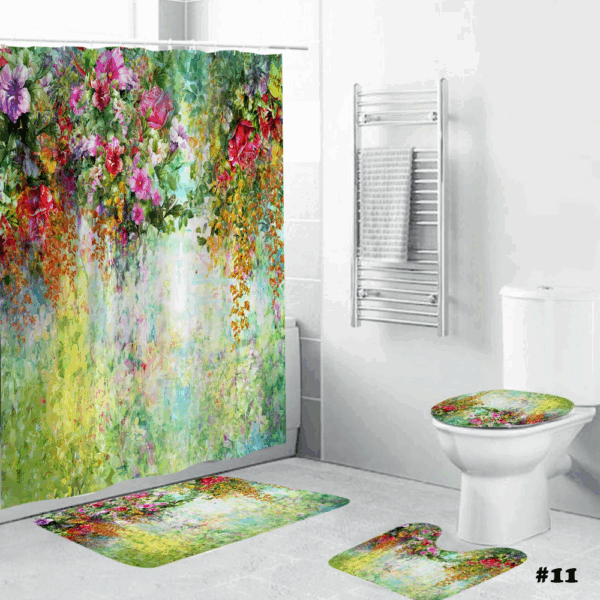 Home Trend Flannel Bathmat Set with Shower Curtain - Image 8