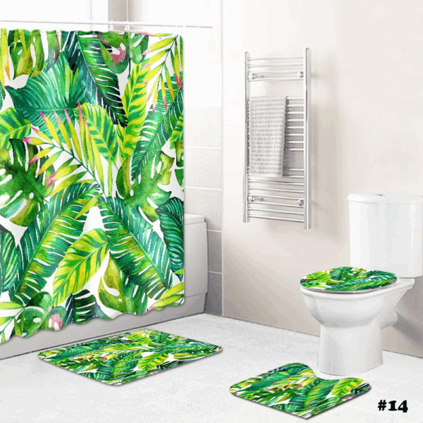 Home Trend Flannel Bathmat Set with Shower Curtain